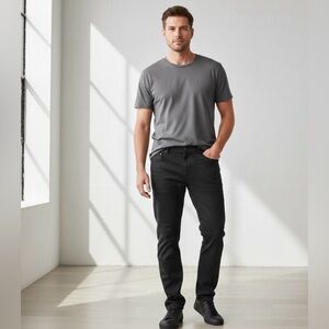 FAHERTY MENS 52x30  STRETCH TERRY PANTS ATHLETIC FIT JEANS Black  5-POCKET